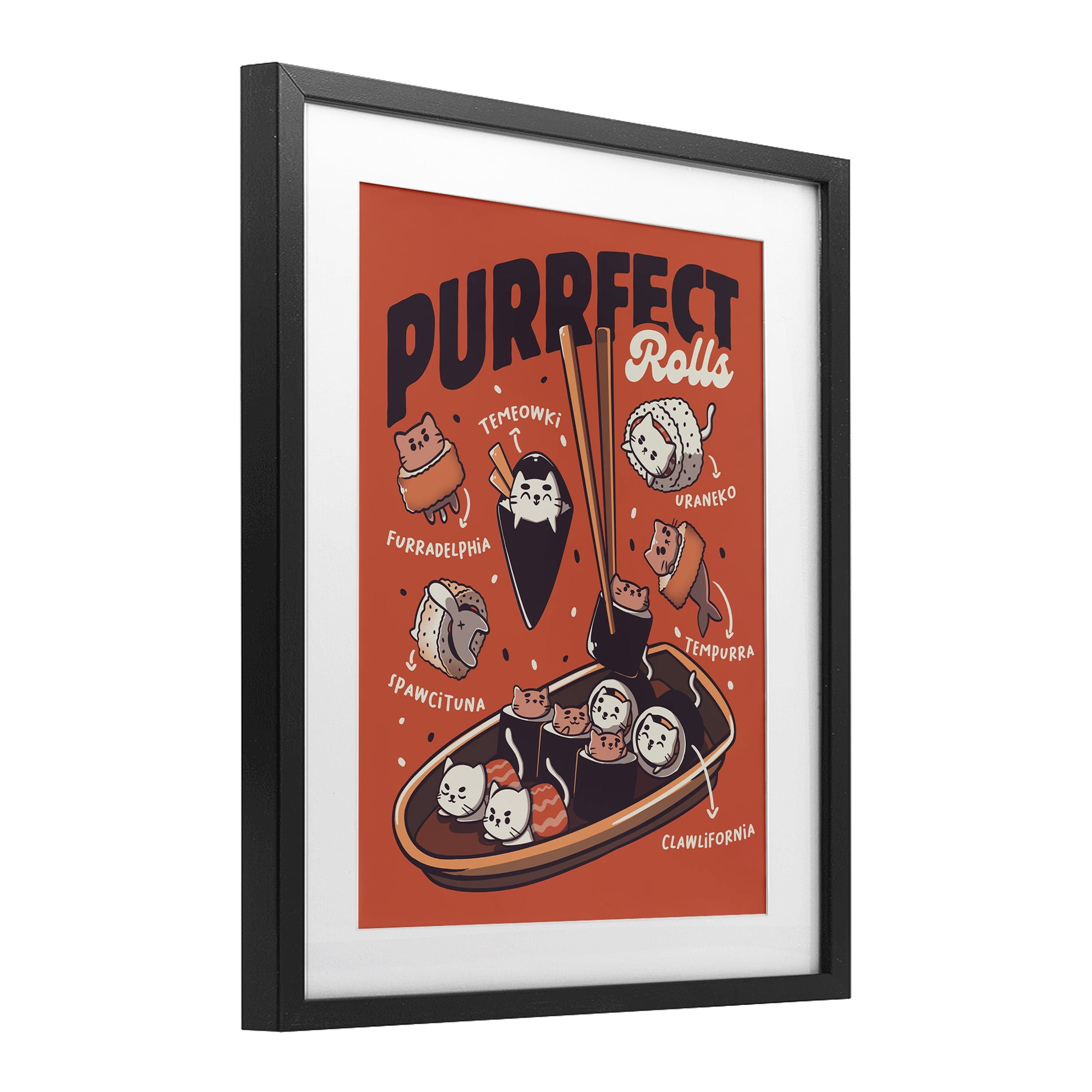 Stupell Industries Purrfect Rolls Sushi Cats Black Framed Print Under Glass, design by Tobe Fonseca