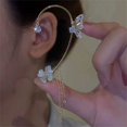 thumbnail image 4 of Pendientes con clip para oreja de flor de mariposa, clip para oreja, sin perforaciones, con borlas y nicho, 4 of 5