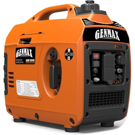 GENMAX Lightweight Outdoor Power Generator GM1200i, 1200 Watt Low Noise Gas Powered Unit, EPA Certified Eco Mode Portable Power Source for Camping & Household Emergency Backup