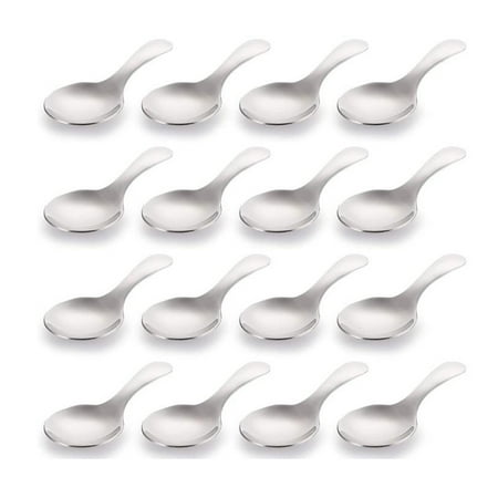 

Deoxygene 16 Pack Short Handle Spoons Mini Salt Spoons Stainless Steel Condiments Spoon Round Dessert Spoons for Salt Tea Coffee