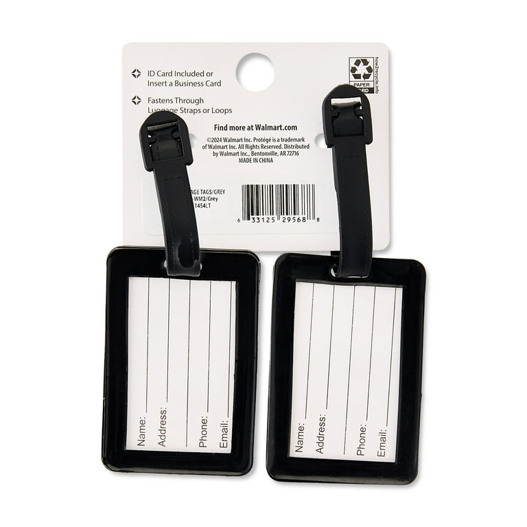 Protege Let's Travel Mini Luggage Tags, Gray and Green, Durable