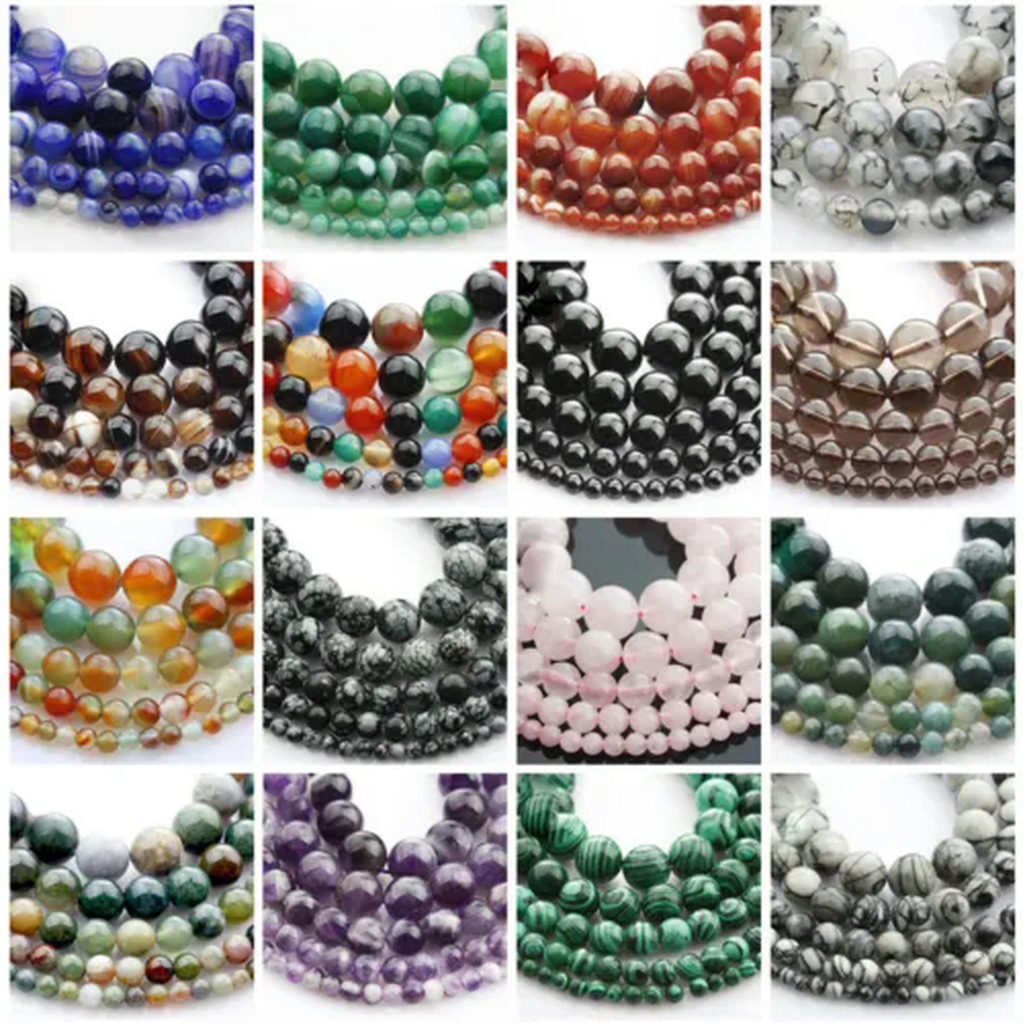 U8MO 1 Strand Round 4mm 6mm 8mm 10mm 12mm Natural Stone Rock Gemstone Beads Lot-Black Lace Agate-6mm (61~63pcs)