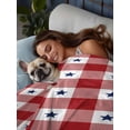 thumbnail image 3 of 4th of July King Size Flat Sheet, Wrinkleproof & Fadeproof Cooling Flat Bed Sheet Only, Independence Day Red White Plaid Blue Star Breathable Soft Bedding Top Sheets 105 x 98 Inches, 3 of 8