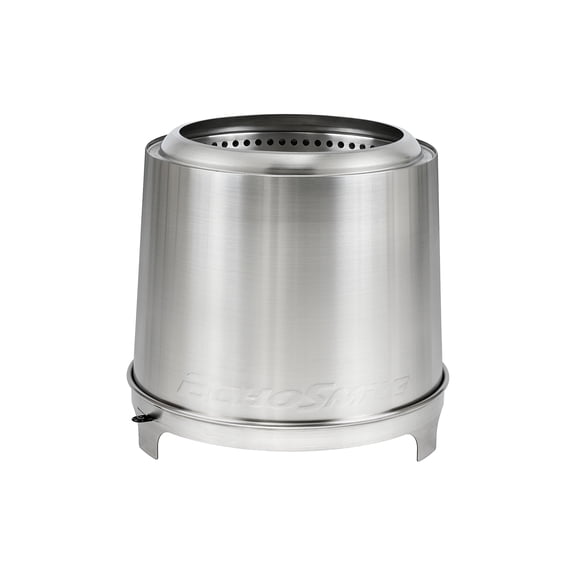 EchoSmile 5.9 in. Brushed Silver Stainless Steel Wood Outdoor Portable Tabletop Fire Pit
