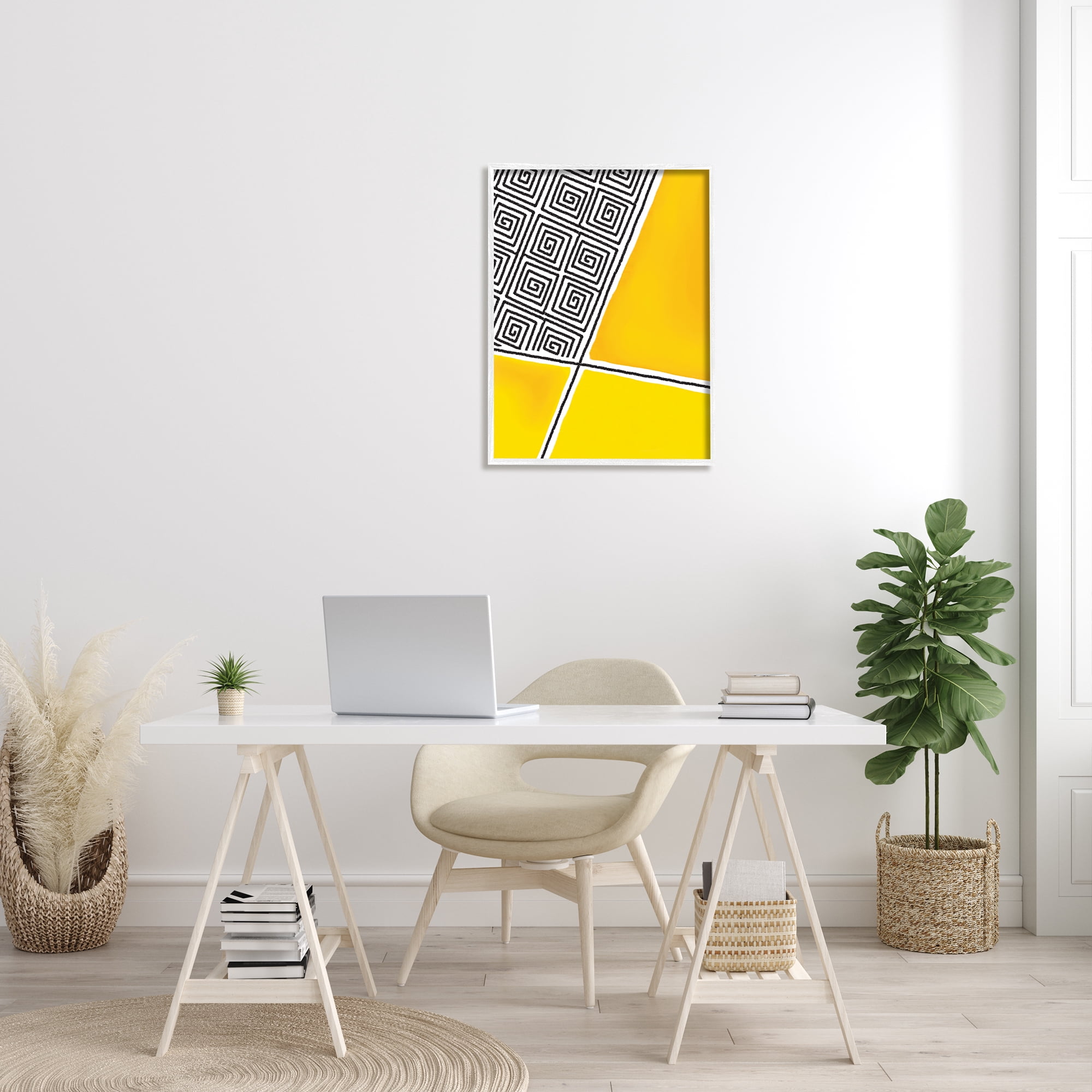Stupell Industries Asymmetrical Geometrical Yellow Squares Abstract Lines, 24 x 30, Designed by Darlene Seale