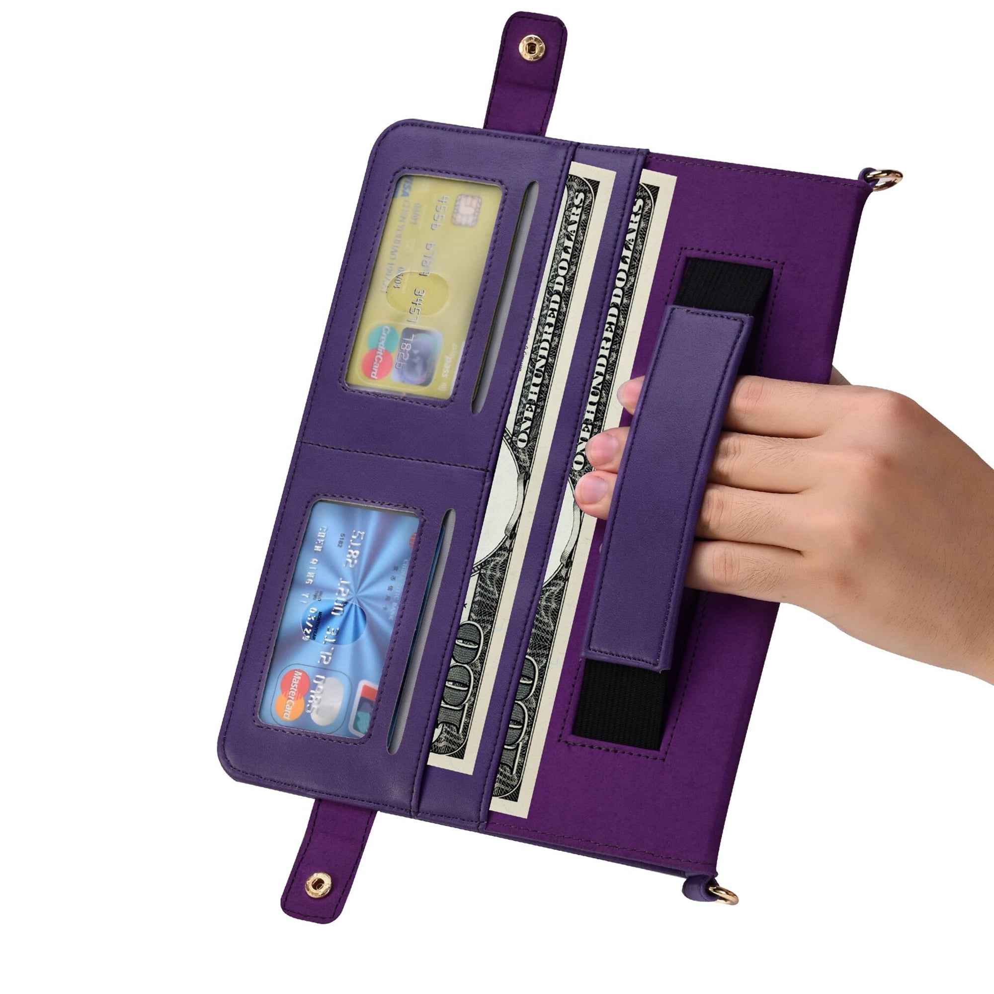 Dteck for iPad 10th Generation Case 10.9 Inch 2022, Premium PU Leather Business Folio Stand Cover with Apple Pencil Holder, 
Crossbody iPad Case with Card Wallet Envelope Pocket, Purple
