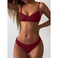 thumbnail image 3 of ZAFUL Women Swimsuit Ribbed V Cut Bikini Set Red Wine M, 3 of 7