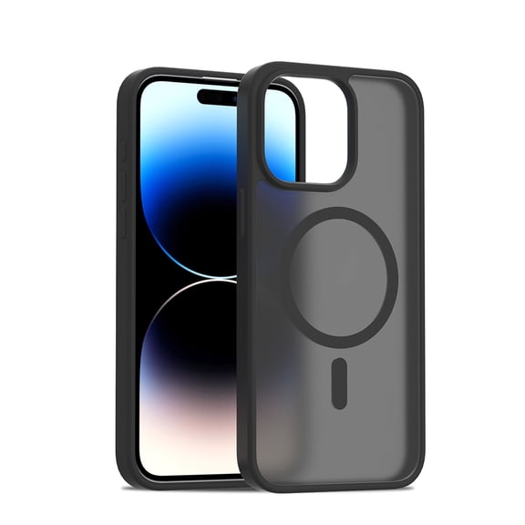 Lunvic Case for iPhone 15 Pro Max, Built-in Camera Control Button, Magnetic Wireless Charging Compatible, Matte Translucent Back Shell, Protective Cover, Black