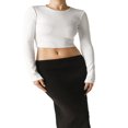 thumbnail image 1 of T-shirt Femme Manches Longues Col Rond Ajusté Tops Automne, 1 of 6