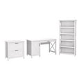 thumbnail image 1 of Bush Furniture Key West - Table with 2-drawer lateral filing cabinet, 5-shelf bookcase - rectangular - pure white oak, 1 of 8