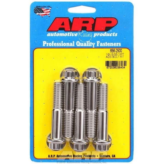 ARP 656-2500 0.5-13 x 2.5 in. 12 Point Stainless Steel Bolt Kit, Pack of 5