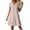 Beige, variant on Laqbezok Women's V-Neck Short Sleeve Dress, Casual Cotton Linen Feel A-Line Sundress, Textured Solid Color Shift Dress with Back Zipper