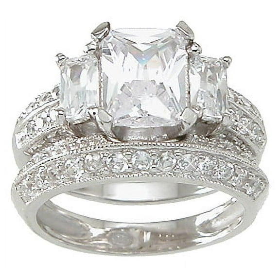 925 Sterling Silver Three Stone Wedding Ring Set for Women Wedding Ring Set Make Great Gifts for Her