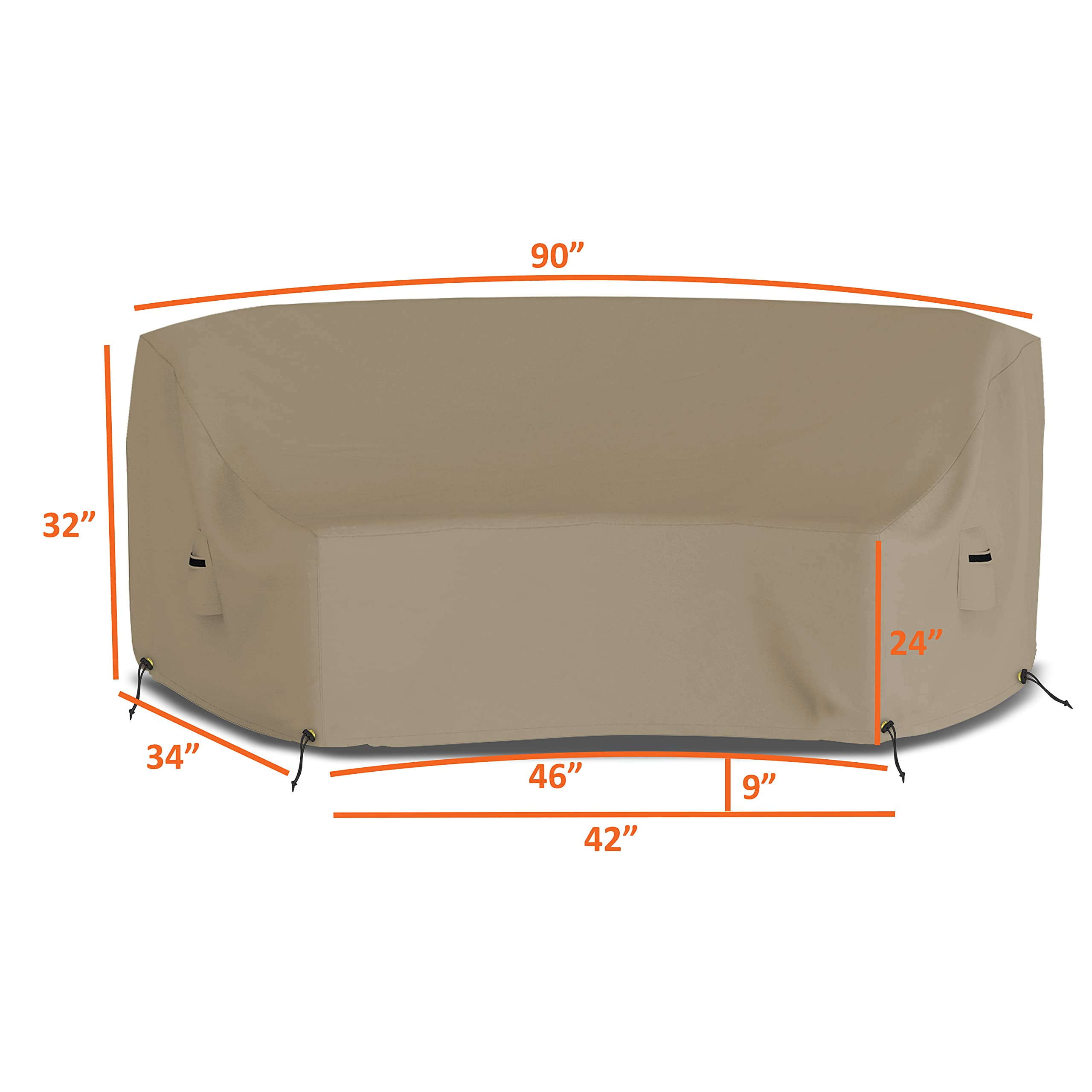 Covers&All Curved Outdoor Couch Cover, 1000D Waterproof, UV-Resistant Patio Furniture Cover