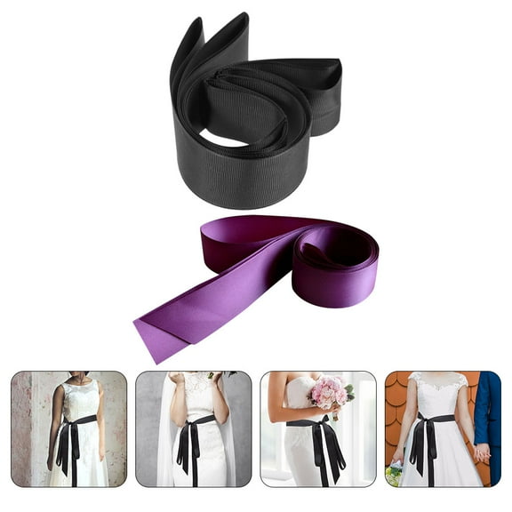 HEANUJJ 2pcs Black Ribbon Fabric Adjustable Length Women Wedding Dress Accessory For Bridal Style