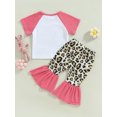 thumbnail image 4 of Bagilaanoe 2pcs Toddler Baby Girl Long Pants Set Leopard Bunny Print Short Sleeve T Shirts Tops + Flare Trousers 12M 18M 24M 3T 4T 5T Kids Casual Easter Outfits, 4 of 9