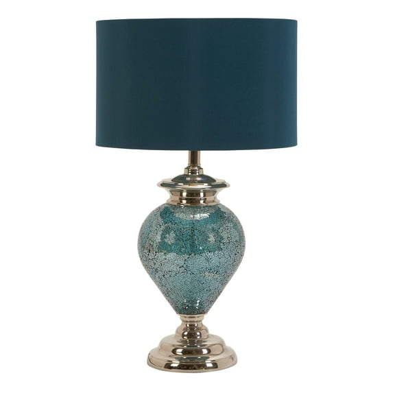 DecMode 28" Blue Table Lamp with Blue Fabric Shade