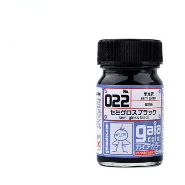 Gaia Color 022 Semi-Gloss Black Lacquer Paint 15ml Hobby Gundam Paint