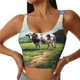 thumbnail image 1 of Fotbe Prairie Pasture Cow Sujetador Deportivo Largo sin Aros para Mujer con Almohadillas y Soporte Medio, Transpirable y Absorbente, Camiseta Tipo Chaleco o Tank Top-X-Large, 1 of 8