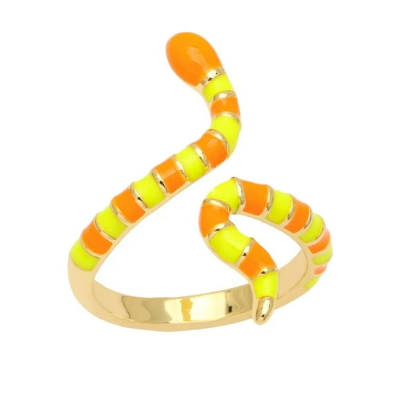 Gold Plated Snake Gold Cuff Rings Women Enamel Blue Red Black Pink Open Ring R6