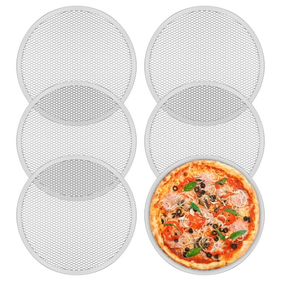 6Pcs 12 Inch Pizza Screens - Non Stick Mesh Baking Pans Reusable for Home Restaurant