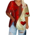 thumbnail image 4 of Xuyuer Women's Plus Size Leisure V-Neck Short Sleeve Printed Base Layer Shirt, Comfortable Casual Top for Everyday Wear, Relaxed Fit and Versatile Layering, 4 of 5