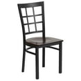 thumbnail image 1 of HERCULES Series Black Window Back Metal Restaurant Chair - Walnut Wood Seat, 1 of 9