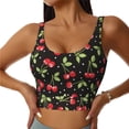 thumbnail image 1 of Balery Sweet Red Cherry Sujetadores deportivos con espalda cruzada para mujer, acolchados, sin costuras, de alto impacto, ideales para yoga, gimnasio, entrenamiento y fitness.-Large, 1 of 8