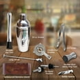 thumbnail image 5 of Bar Social Bartender Cocktail Kit – Bartender Accessories Tools for Drinks – Set of 10 Bar Mixer Set with Bamboo Stand - Stainless Steel, Dark Brown, 5 of 5