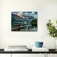 thumbnail image 2 of JRXY Landscape Painting Canvas Wall Art Lake Natural Scenery Picture Sky and White Clouds and Mountain Reflected in The Water Poster Artwork Wall Decor for Home Bedroom Stretched and Framed  16x12inch, 2 of 6
