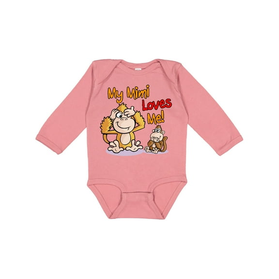 Inktastic My Mimi Loves Me Monkey Boys or Girls Long Sleeve Baby Bodysuit
