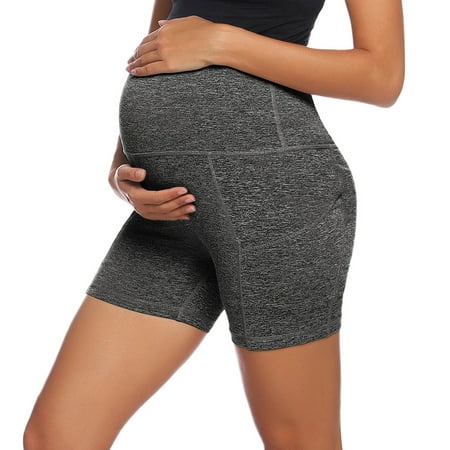 

Women Maternity Yoga Shorts Over The Belly Workout Running Active Athletic Shorts