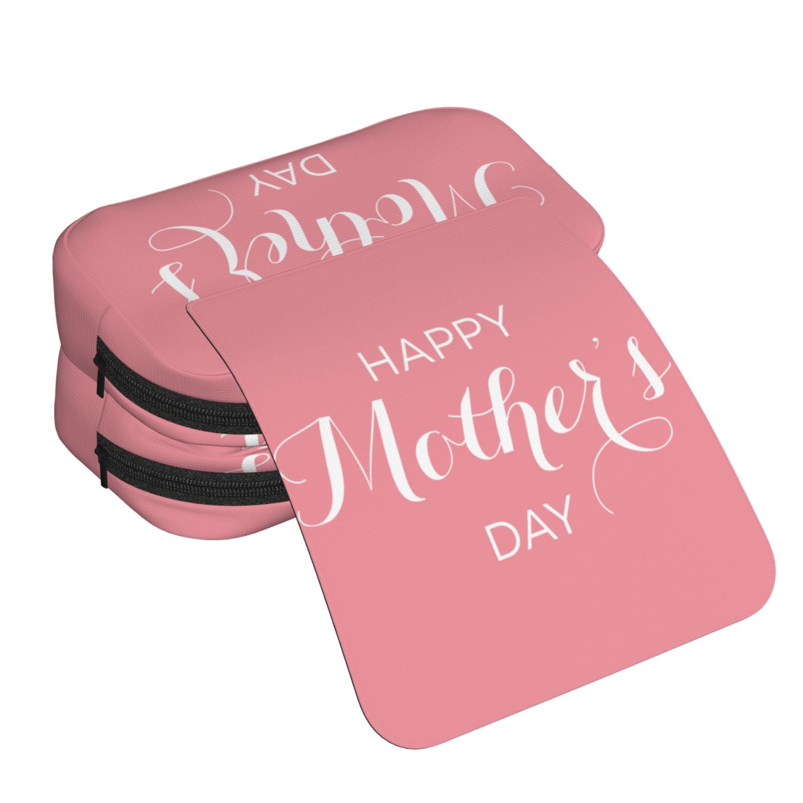 Rateoe Happy Mother's Day Pattern Double Clamshell Pen Case, Storage Organizer with Two Zipper Compartments– Holds Up to 50 Pencils & Pens