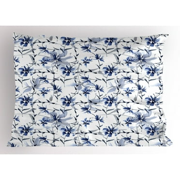 Ambesonne Traditional Pillow Sham, Ink, 26" X 20", Blue