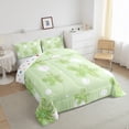 thumbnail image 3 of Feelyou Kawaii Cherry Blossoms Bedding Comforter Set, Green Polkadots Abstract Twin Comforter Sets, Watercolor Flower Reversible Bedding Set, Luxury Bedroom Decor, 2pcs, 3 of 8