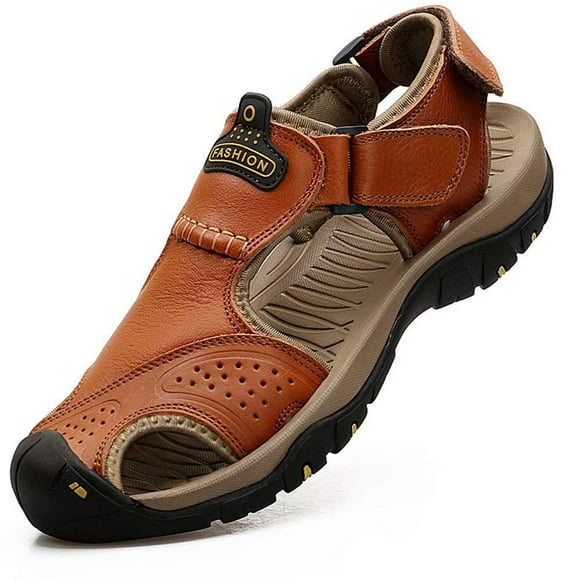 visionreast Sandales de Pêcheur pour Hommes à Bout Fermé en Cuir Sandales de Randonnée en Plein Air de Plage Chaussures Aquatiques Athlétiques