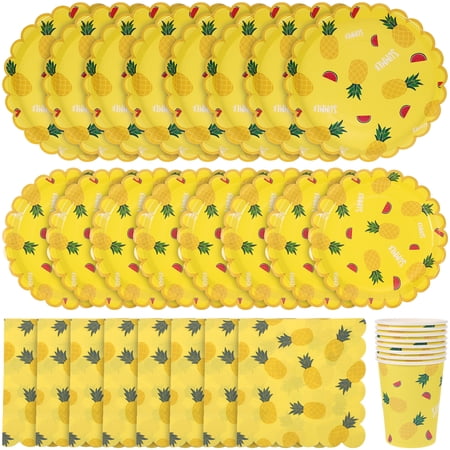 HOMEMAXS 1 Set of Fruits Themed Paper Tableware Disposable Paper Plate Decorative Paper Cup Napkin