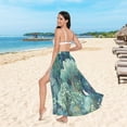 thumbnail image 6 of FORMRS Womens Long Sarong Beach Wrap Semi-Sheer Bikini Skirt Bathing Swimsuit Cover Up, Green Forest Pattern, 6 of 7