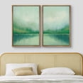 thumbnail image 3 of IDEA4WALL Framed Canvas Print Wall Art Set of 2 Pastel Watercolor Green Forest Lake Landscape Abstract Modern Art Multicolor Contemporary Artwork for Bedroom, Office - 16"x24"x2 Panels Natural, 3 of 5