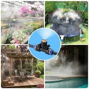 Misting System, Outdoor Misting Cooling System for Patio, 75.46FT (23M) Misting Line + 25 Brass Mist Nozzles Brass Adapter for Patio Garden Trampoline Greenhouse