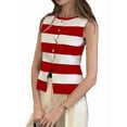 thumbnail image 2 of Women'S Striped Vest Button Down Colorblock Split Sleeveless Business Top Red S, 2 of 9
