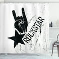 thumbnail image 1 of Ambesonne Rock Shower Curtain, Grunge Effect Hand Star, 69"Wx84"L, Pale Grey and Black, 1 of 3