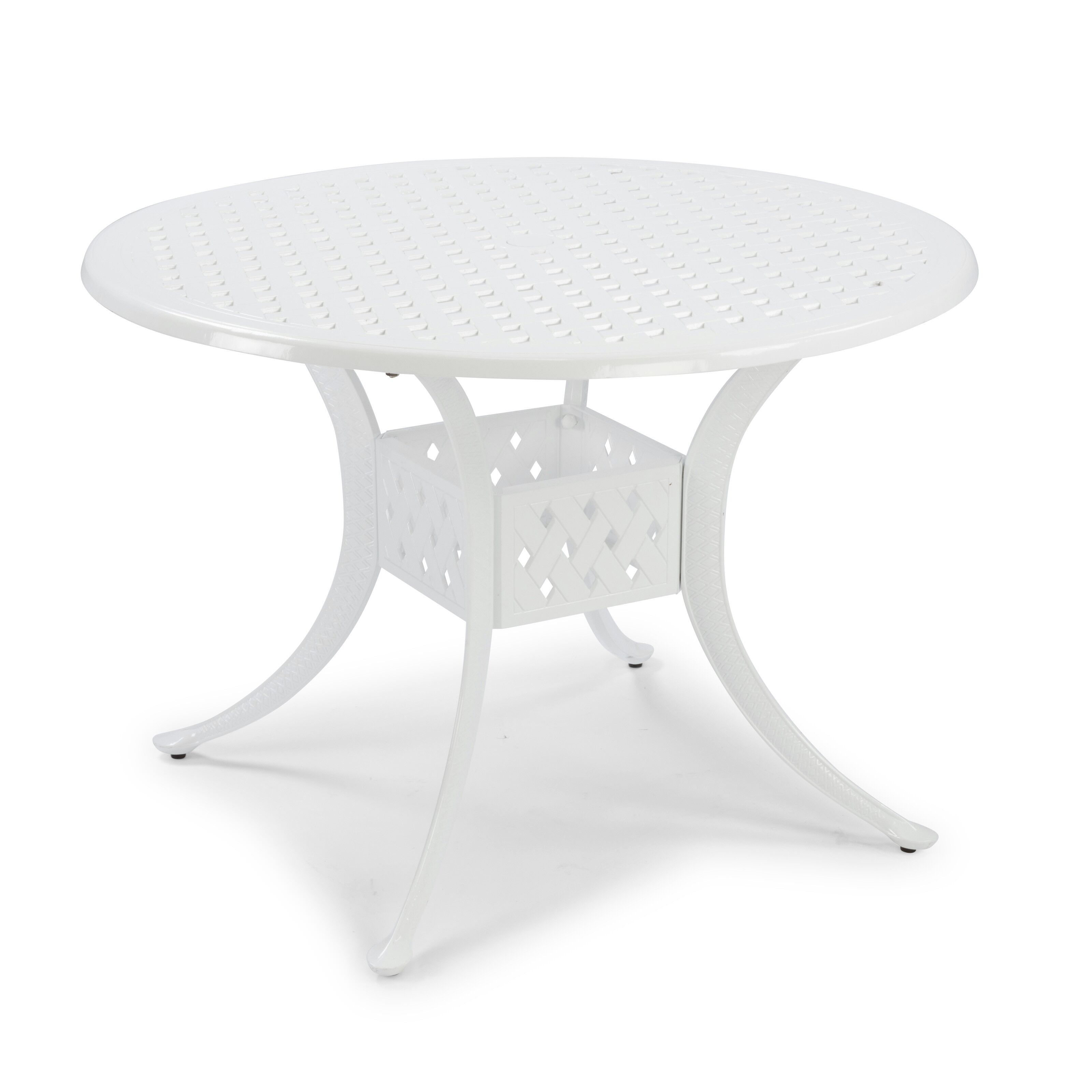 Home Styles La Jolla Cast Aluminum Outdoor White Round Dining Table Com White Round Dining Table, How Do You Paint Powder Coated Aluminum Patio Furniture