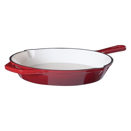 Enameled Cast Iron 10" Skillet Fry Pan Red