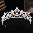 thumbnail image 1 of Nvzi Tiara de boda para novia, diadema de princesa, corona nupcial, joyería para el cabello con diamantes de imitación de cristal, decoración para cumpleaños, fiesta de disfraces (rosa), 1 of 4