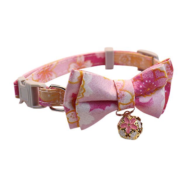 CSChome Collier pour Animaux de Compagnie Collier Imprimé Fleuri Nœud Papillon pour Chien avec Cloche Fournitures pour Animaux de Compagnie Collier pour Chien