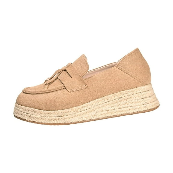 Wensltd Brown Soled Loafers for Women Versatile Solid Color Spring and Fall Casual Shoes Slip on Loafers Black