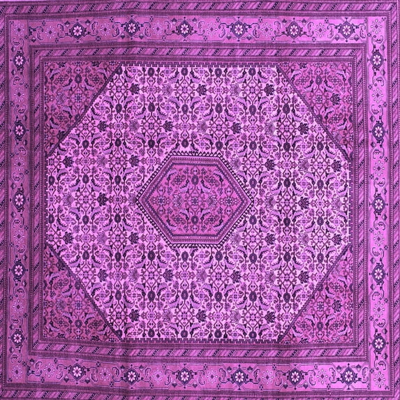 Ahgly Company Indoor Square Medallion Purple Traditional Area Rugs, 4' Square