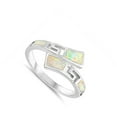 thumbnail image 4 of CHOOSE YOUR COLOR White Simulated Opal Criss Cross Zig Zag Filigree Ring Sterling Silver Band CZ Female Size 6, 4 of 4