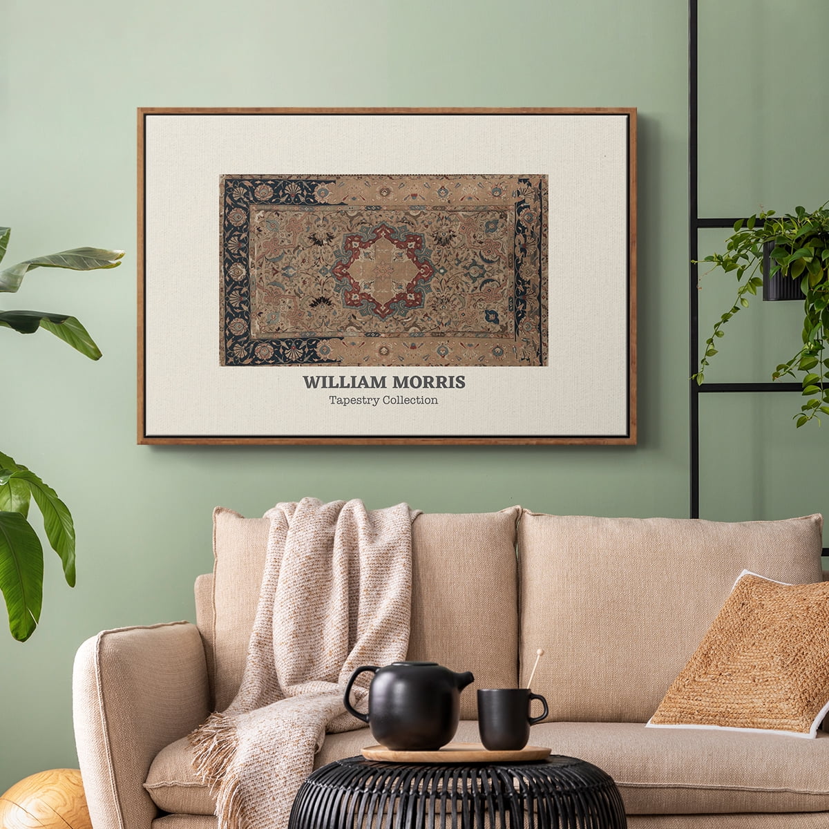 Vintage Abstract Print-XLVIII Framed in Walnut Wood Gallery Wrapped Canvas 17 in. x 25 in.